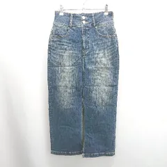 ◇ Θ AZUL BY MOUSSY アズールバイマウジー スリット ロング タイト スカート サイズM インディゴブルー レディース E  【1506110007742】