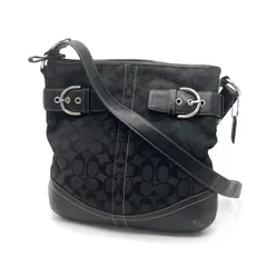 【中古】COACH コーチ シグネチャー キャンバス ショルダー バッグ eY07113N
