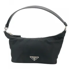 【中古】 PRADA プラダ アクセサリーポーチ  BR1267 サフィアーノ ショルダーバッグ ナイロン レディース 三角ロゴ ブラック A24018090 KJ