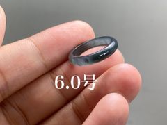 L12-150 氷種 高級感 黒翡翠 6.0号 天然グアテマラ産 A貨 本翡翠 くりぬき リング