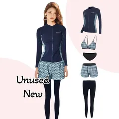 【未使用】フィットネス水着 5点セット レディース M 接触冷感 水陸両用 UVカット レギンス付 ラッシュガード スイムウェア