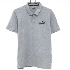 【美品】プーマ 半袖ポロシャツ グレー ロゴ黒  メンズ L ゴルフウェア PUMA