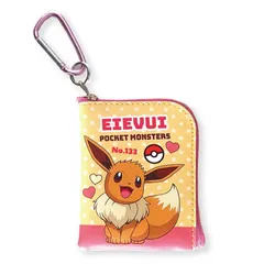 【新品】ポケットモンスター ポケモン ミニポーチ L字ファスナー イーブイ オレンジ PU H8cm×W6×D1cm プレゼント 子供