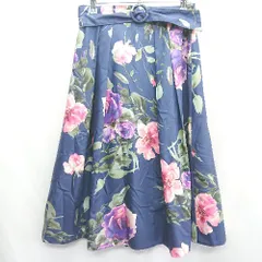 ◇ Θ MISCH MASCH　ミッシュマッシュ 花柄 マキシ フレアー スカート サイズM ネイビー系 レディース E  【1409240015819】