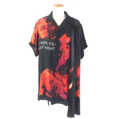 極美品▼ヨウジヤマモトプールオム 22SS HG-B85-835 シルク オリジナルプリント レフトボディ ダブルテーラード アロハシャツ 2 正規品 極美品▽ヨウジヤマモトプールオム 22SS HG-B85-835 シルク オリジナル