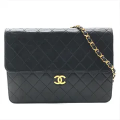 良品 CHANEL シャネル ココマーク マトラッセ ラムスキン チェーン ショルダー バッグ ブラック a3658