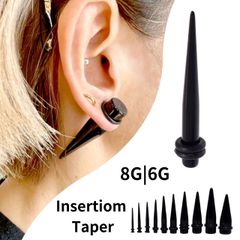 拡張器 エキスパンダー 8G 6G アクリルピアス ブラック インサンションテーパー ボディピアス 拡張ピアス