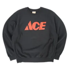 ACE Hardwear 90s 90年代 ロゴプリント リバースウィーブタイプ MV SPORT 造り大きめ USA アメリカ ヴィンテージ 古着 メンズ スウェット トレーナー ブラック 黒 M【中古】