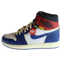 NIKE (ナイキ) ×UNION AIR JORDAN 1 RETRO HI NRG BV1300-146 ユニオン エアジョーダン1 レトロ ハイカットスニーカー ホワイト/ブルー/レッド US9/27cm