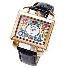 トップリューズ式ミディアムフェイス腕時計 ピンクゴールド＆ブラック シェル文字盤使用 レディース 腕時計