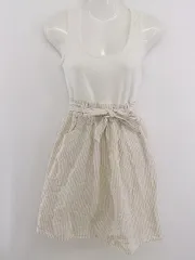 ◇ ◎ TOMMY HILFIGER ストライプ ノースリーブ ミニ ワンピース サイズXS オフホワイト ベージュ系 レディース P  【1304250003521】