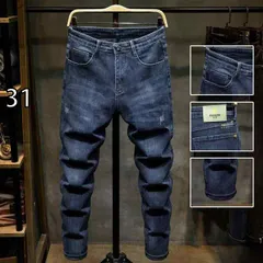 [31 ]メンズ ファッション 服 オシャレ シンプル 大人 かっこいい 大きいサイズ ストリート 紳士服 秋 ジーンズ スリムフィット ダーク ブルー カジュアル ロング パンツ ストレッチ ファッション