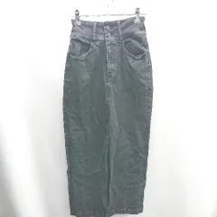 ◇ Θ AZUL BY MOUSSY デニム生地 スリット加工 ハイウエスト ロング丈 タイト スカート サイズS ブラック レディース E  【1410100056637】