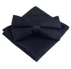 蝶ネクタイ　ポケットチーフ　2点セット　ブラック色　格子柄　無地　結婚式　発表会　パーティー　イベント　卒業式　入社式　入学式　ダンスパーティー　バーテンダー　ワンタッチネクタイ　スーツ　ワイシャツ　　小物　格安