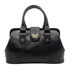 アナスイ ブラックレザー ハンドバッグ 鍵チャーム付き 美品 ANNA SUI アナスイ ハンドバッグ ブラック レザー 鍵