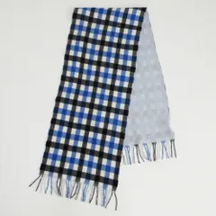 アクアスキュータム Aquascutum ブロックチェック柄 ロングマフラー ブルー ホワイト サイズ40×180cm メンズ レディース
