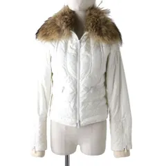 良品◇正規品 GUCCI グッチ 185795 ロゴ刺繍入 襟ファー付 ZIP UP 中綿フェザー ジャケット ホワイト 白 レディース 38 イタリア製 冬物◎のサムネイル