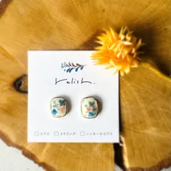 【再販】紫陽花 金継ぎ 陶器 ピアス イヤリング ノンホールピアス あじさい スクエア ブルー 青 ゴールド 金 赤 レッド やきもの アジサイ 6月 プレゼント ギフト 贈り物 パープル 紫