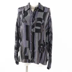 CHANEL - 極美品◎CHANEL シャネル P75476 シルク混 ココボタン 総柄 ベルベット ドルマンスリーブ 長袖シャツ ブラック マルチ 38 フランス製 正規品 レディース 極美品◎CHANEL シャネル P75476 シルク混 ココボタン 総柄