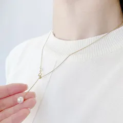 パール付き ゴールドチェーンネックレス 47cm【stn07-GD】