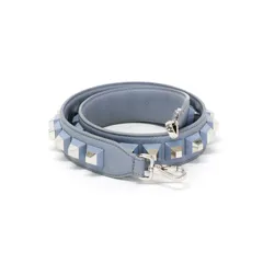 フェンディ FENDI ストラップ ユー ショルダーストラップ レザー スタッズ 8AV077 バッグアクセサリー 交換用 ストラップ レディース メンズ ライトブルー / シルバー 中古 mbc15011