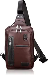 T.Y.ryanryan ボディバッグ メンズ 斜めがけ ショルダーバッグ ワンショルダー PUレザー( ブラウン)