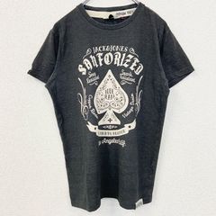 古着 used　JACK＆JONES　ジャックアンドジョーンズ　半袖デザインプリントTシャツ　スペード　グレー　Mサイズ