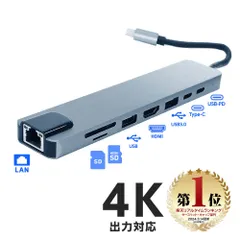 8in1 USB type-C マルチポート マルチハブ スリム 薄型 コンパクト 軽量 4K SD microSD ドッキングステーション HDMI 充電 高速通信のサムネイル