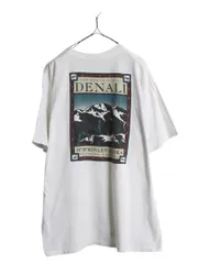 【お得なクーポン配布中!】 90s USA製 ノースフェイス 両面 プリント Tシャツメンズ XL オールド アウトドア イラスト グラフィック シングルステッチ 大きいサイズ 白