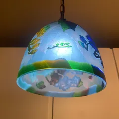 高さ62㎝【特大】山景文エミールガレ風ランプ　アンティーク 高さ62㎝【特大】山景文エミールガレ風ランプ アンティーク