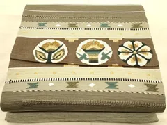 平和屋着物◎太鼓柄袋帯　横段花文　正絹　逸品　CAAT0293ft
