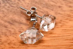 シルバー925 珍しい！ ハーキマーダイヤモンド 8-9x4-6mm ピアス 1個売り パワーストーン 天然石 _PR3282