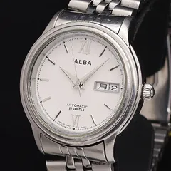 セイコー AT/自動巻 7S26-KPD0 アルバ デイデイト ローマン 裏スケ 21石 ラウンド 白文字盤 メンズ腕時計 STU