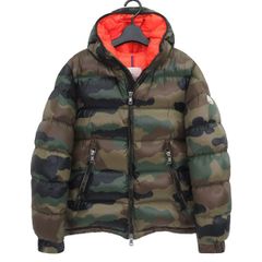 極美品 MONCLER モンクレール BLIER ブリエ カモフラ 迷彩 ロゴワッペン フード ジップアップ ダウン ジャケット ブルゾン 47268