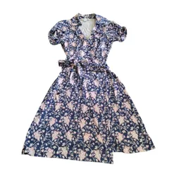 RE217 DIANE VON FURSTENBERG ダイアンフォンファステンバーグ　総柄カシュクールワンピース　半袖　水着生地　レディース