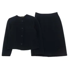 Herno ヘルノ イタリア製 ウール ノーカラー ジャケット スカート セットアップ ブラック系 42【中古】のサムネイル
