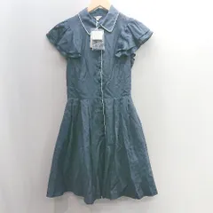 ◇ ⊂◎●未使用● L'EST ROSE 定価18000円 ストライプ柄 半袖 膝丈 ワンピース サイズM ネイビー レディース E  【1501230004626】