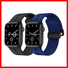 【送料無料 】 41mm/40mm/38mm_ブラック/ネイビー [Viccoky] 【2枚入り】 コンパチブル アップルウォッチ バンド シリコン マグネット