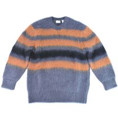 本物 バーバリー BURBERRY ボーダー ニット セーター 長袖 XS モヘア シルク グレー ブラウン ブラック メンズ 衣類 洋服 中古 【フォロー割】