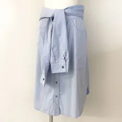 45a29 T by ALEXADER WANG アレキサンダーワン ドッキング 変形フレアスカート 膝下スカート 2 サックスブルー コットン100% レディース 女性用のサムネイル