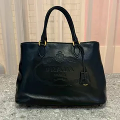 美品 プラダ PRADA 三角ロゴ レザー切替 ショルダー