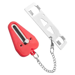 新品 Xhwykzz ポータブルドアロック アップグレード 家族旅行 ホテルドア アパート 安全装置 ドアロック セキュリティ(赤新)