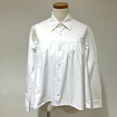 TZ-B006 タオ コムデギャルソ tao COMME des GARCONS 綿ブロード 胸ギャザー長袖ブラウス 白 Sサイズ