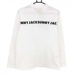 【超美品】ジャックバニー 長袖ハイネックシャツ 白×黒 裏起毛 ロゴプリント  メンズ 5(L) ゴルフウェア 2023年モデル Jack Bunny