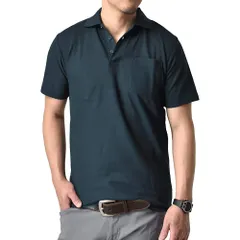 ポロシャツ  《半袖ネイビー》 新品 未使用 形態安定 涼しい ドライ シンプル 無地 鹿の子 クールビズ 【B9Z】【ゆうパケット】 ファッション メンズ トップス 