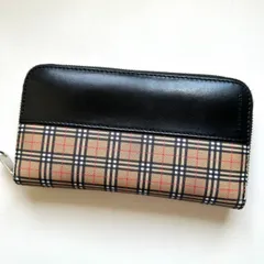 バーバリー　BURBERY 長財布　　ラウンドファスナー　ノバチェック