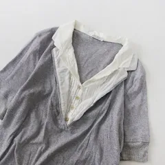 ブルネロクチネリ BRUNELLO CUCINELLI レイヤード調 Ｖネック ニット 半袖 シャツ XL/グレー トップス【2400013728928】のサムネイル