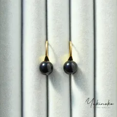 HP029G　大玉　8ｍｍ　ブラックオニキス　シルバー925　K18gp　フックピアス