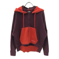 アディダス STELLASPORT 配色 長袖 スウェット ジップパーカー M レッド×パープル adidas レディース