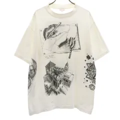 SOF Tee 90s USA製 オールド MC エッシャー アート 半袖 Tシャツ L ホワイト シングルステッチ マルチ メンズ 古着